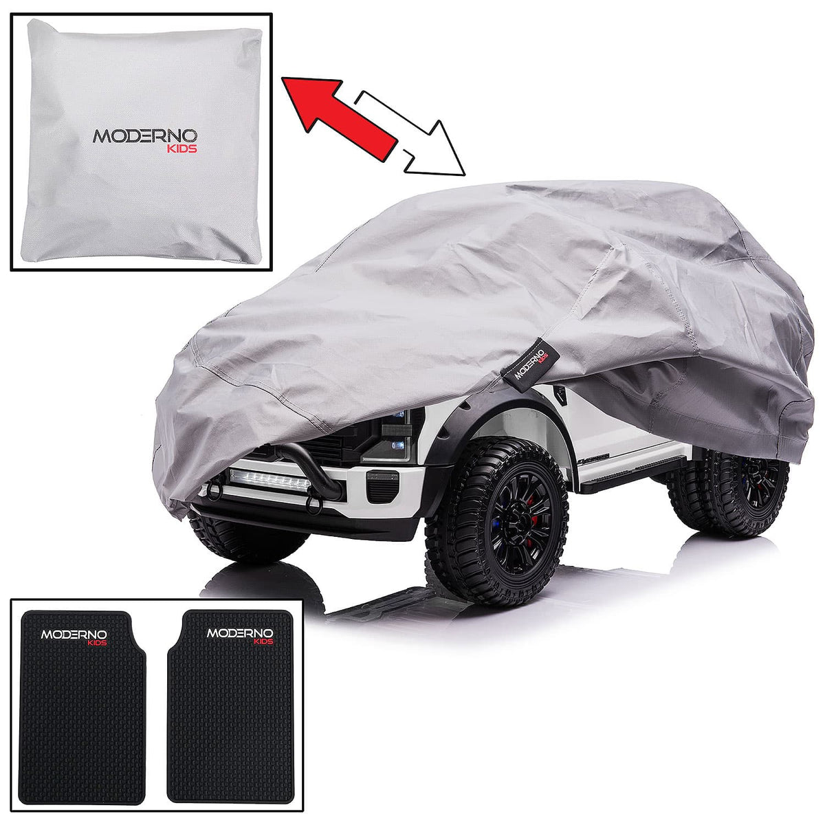 Included Cover and Floor Mats for the Ford F450 24V Kids Ride-On Truck