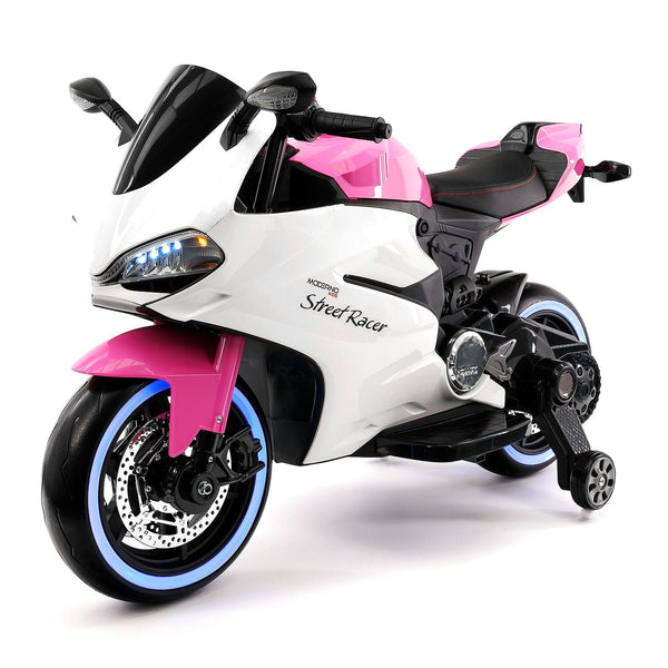 Moderno Kids Street Racer 12V Electric Kids Ride-On Motorcycle | Pink