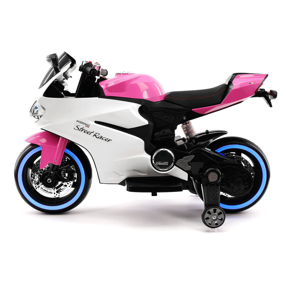 Moderno Kids Street Racer 12V Electric Kids Ride-On Motorcycle | Pink