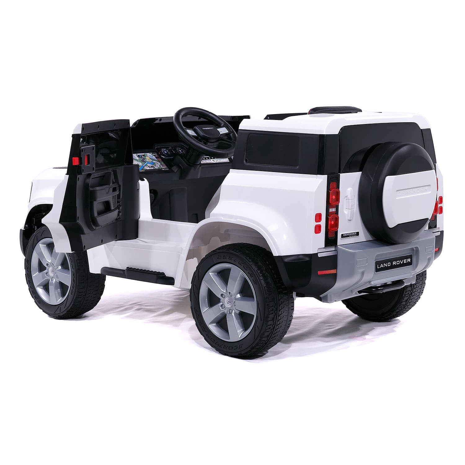 Moderno Kids Land Rover Defender 12V Kids Ride-On Car with R/C Parental Remote | White