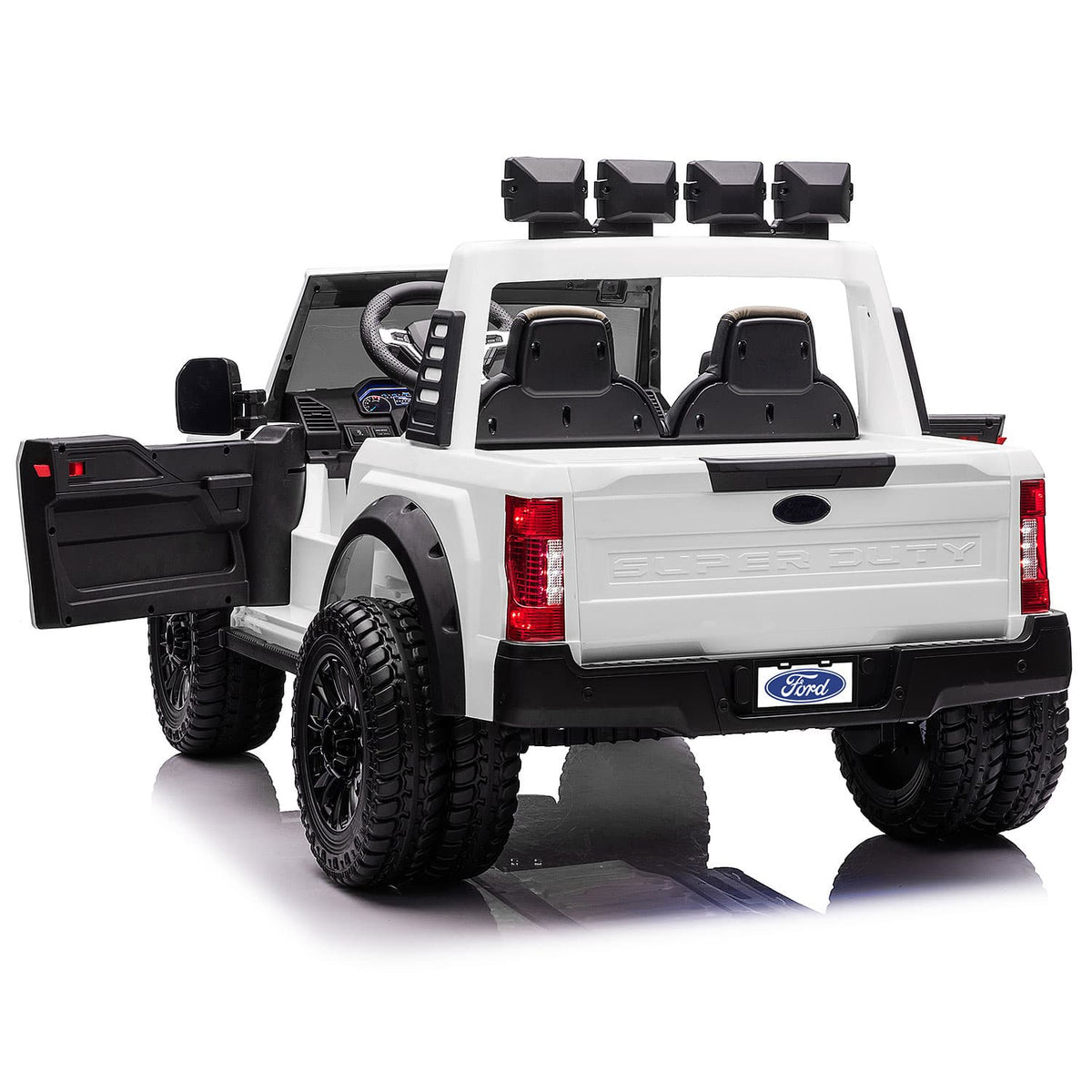 White Ford F450 Kids Truck, Back Left Angle