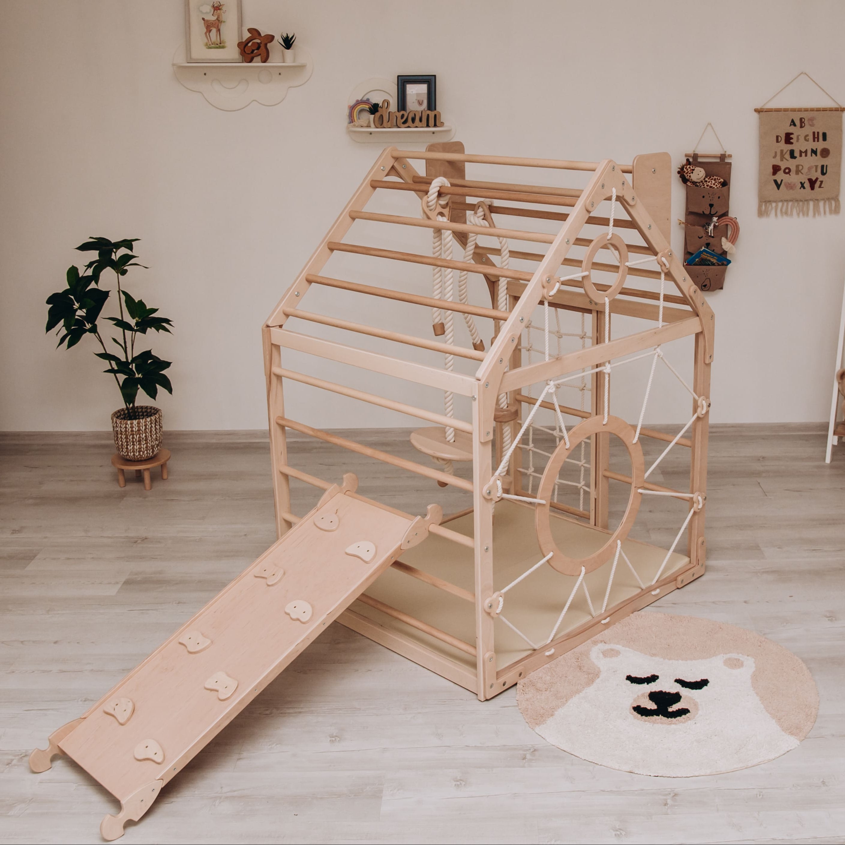 Kids Wooden Climbing Playhouse