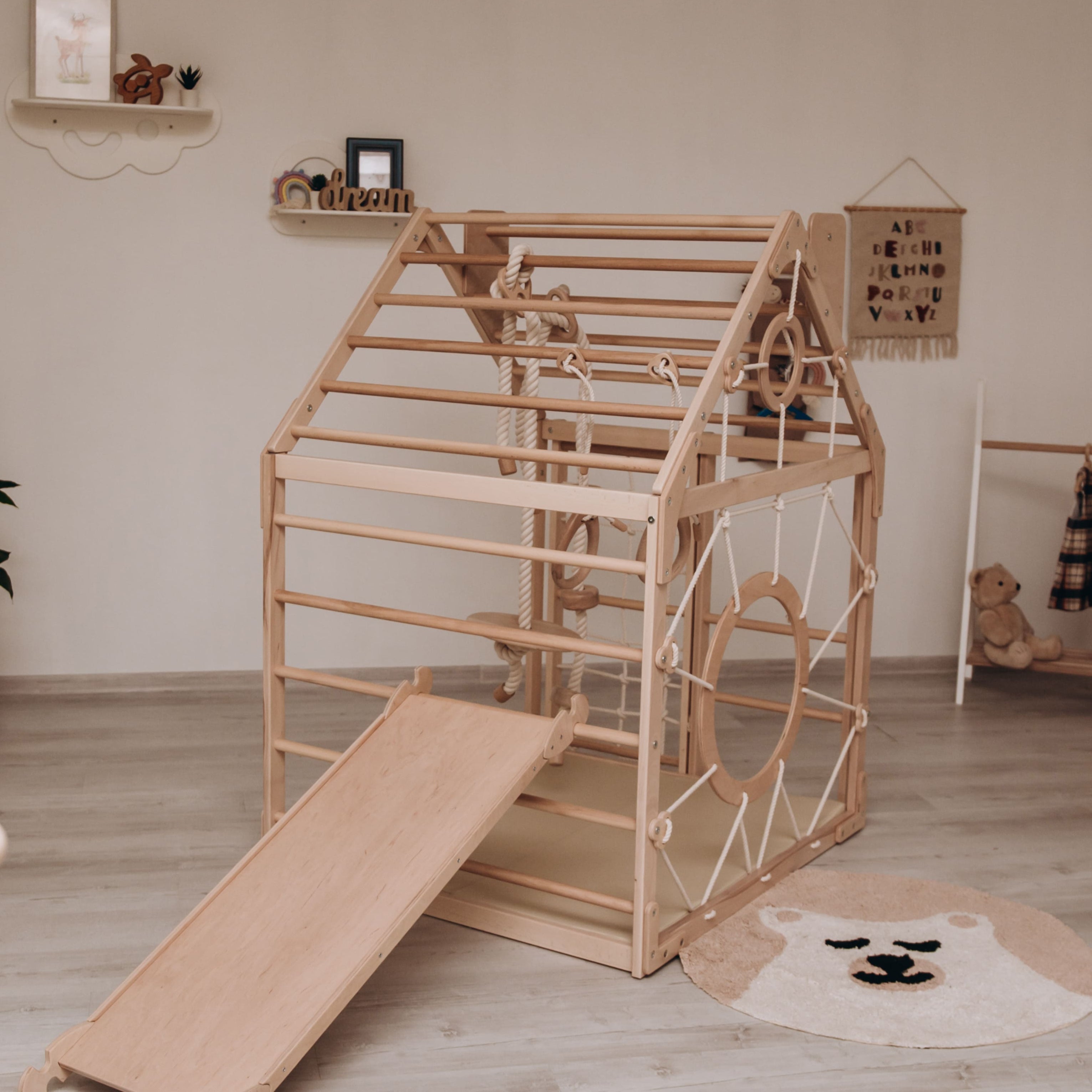 Kids Wooden Climbing Playhouse