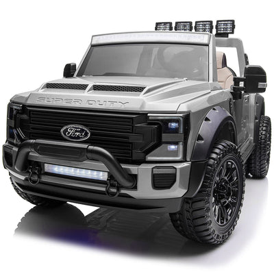 Ford F450 Custom Edition 24V Kids Ride-On Car Truck with R/C Parental Remote | Gray