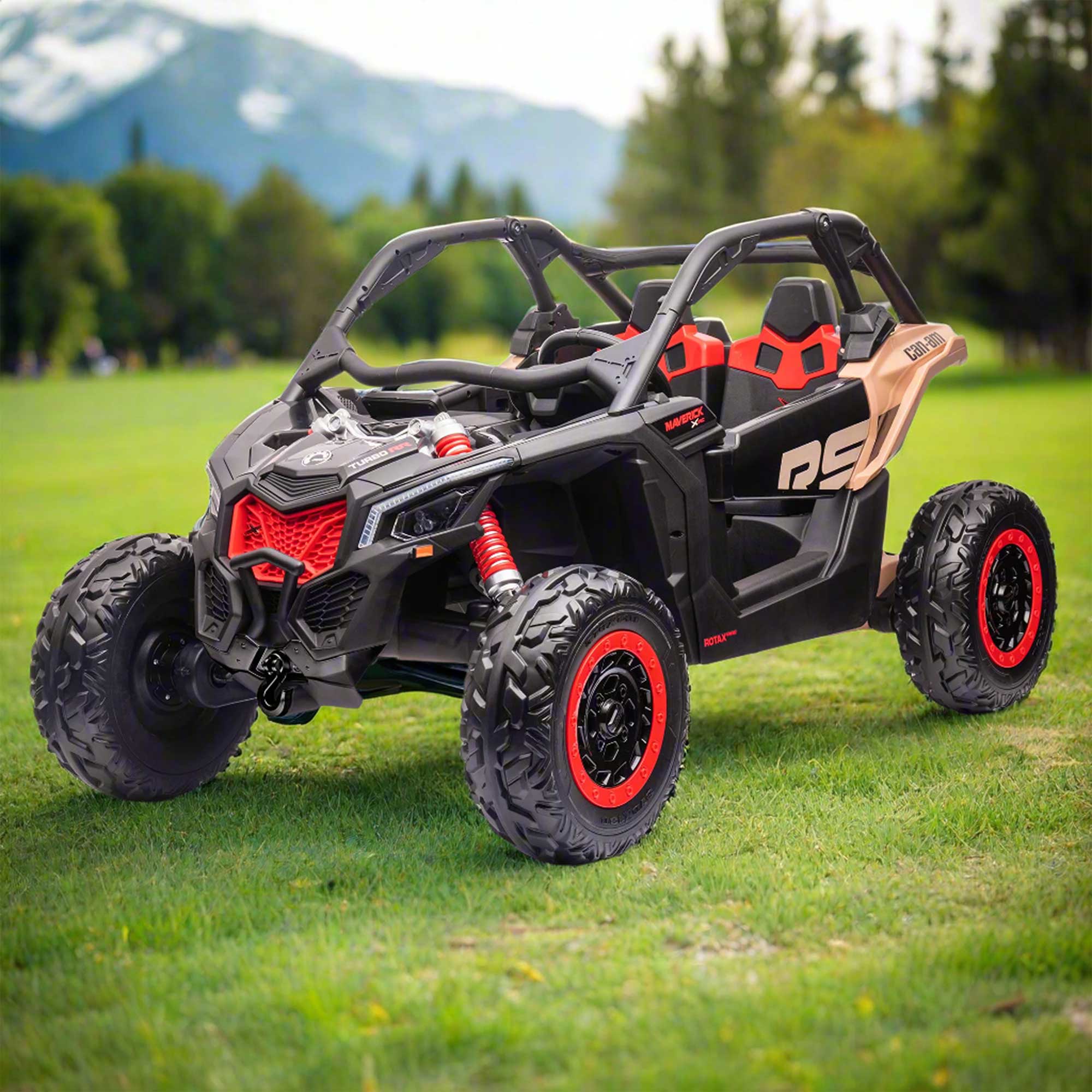 Moderno Kids Can-Am Maverick Custom Edition 24V Kids Ride-On UTV Buggy Car | Desert Tan