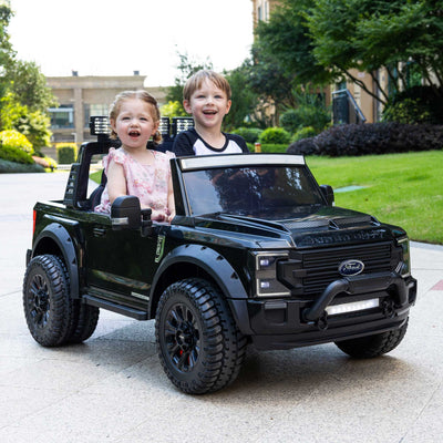 Ford F450 Custom Edition 24V Kids Ride-On Car Truck with R/C Parental Remote | Black