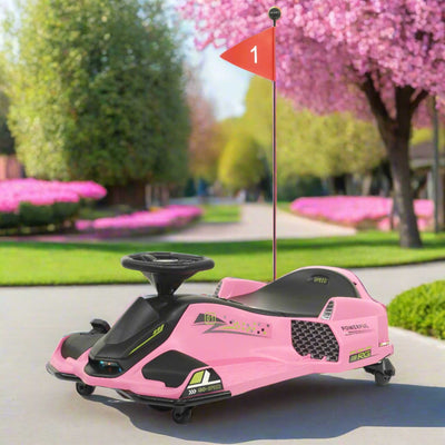 360° Drift Glider 24V Kids Ride-On Go-Kart | Pink