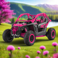 Moderno Kids Can-Am Maverick Custom Edition 24V Kids Ride-On UTV Buggy Car | Deep Pink