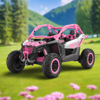 Moderno Kids Can-Am Maverick Custom Edition 24V Kids Ride-On UTV Buggy Car | Rose Pink