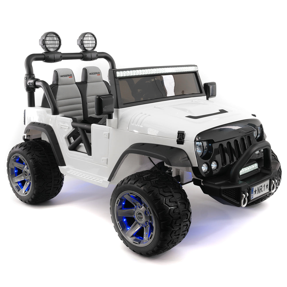 Moderno Kids Trail Explorer 12V Kids Ride-On Car Truck with R/C Parental Remote + Spare Battery | White