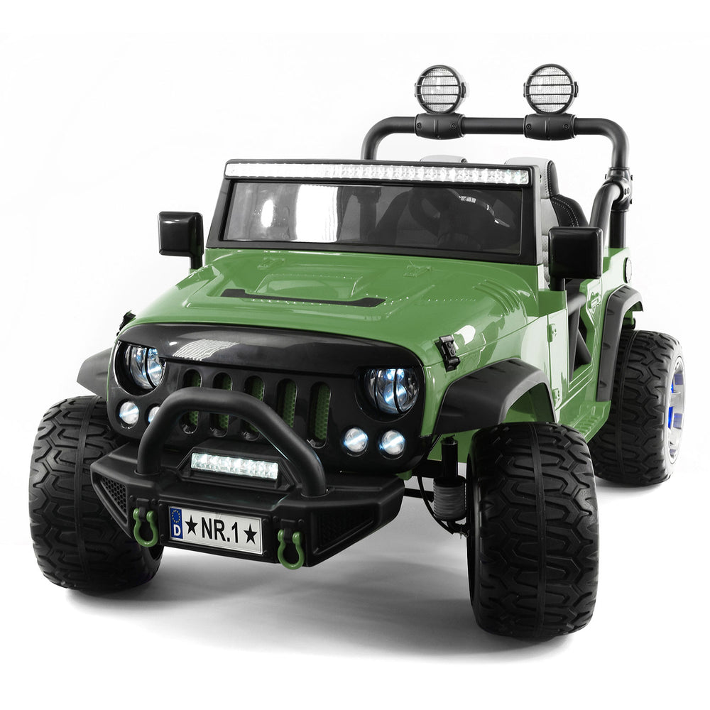 Moderno Kids Trail Explorer 12V Kids Ride-On Car Truck with R/C Parental Remote + Spare Battery | Olive