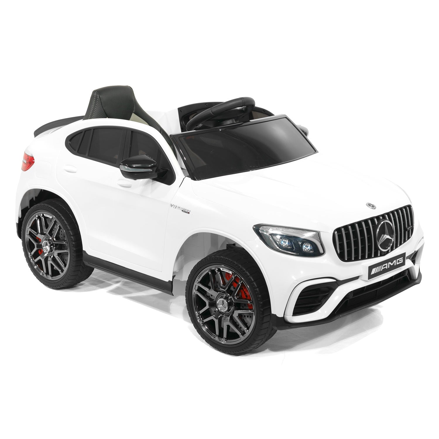 Moderno Kids Mercedes AMG GLC 63S 12V 4WD Kids Ride-On Car with R/C Parental Remote | White