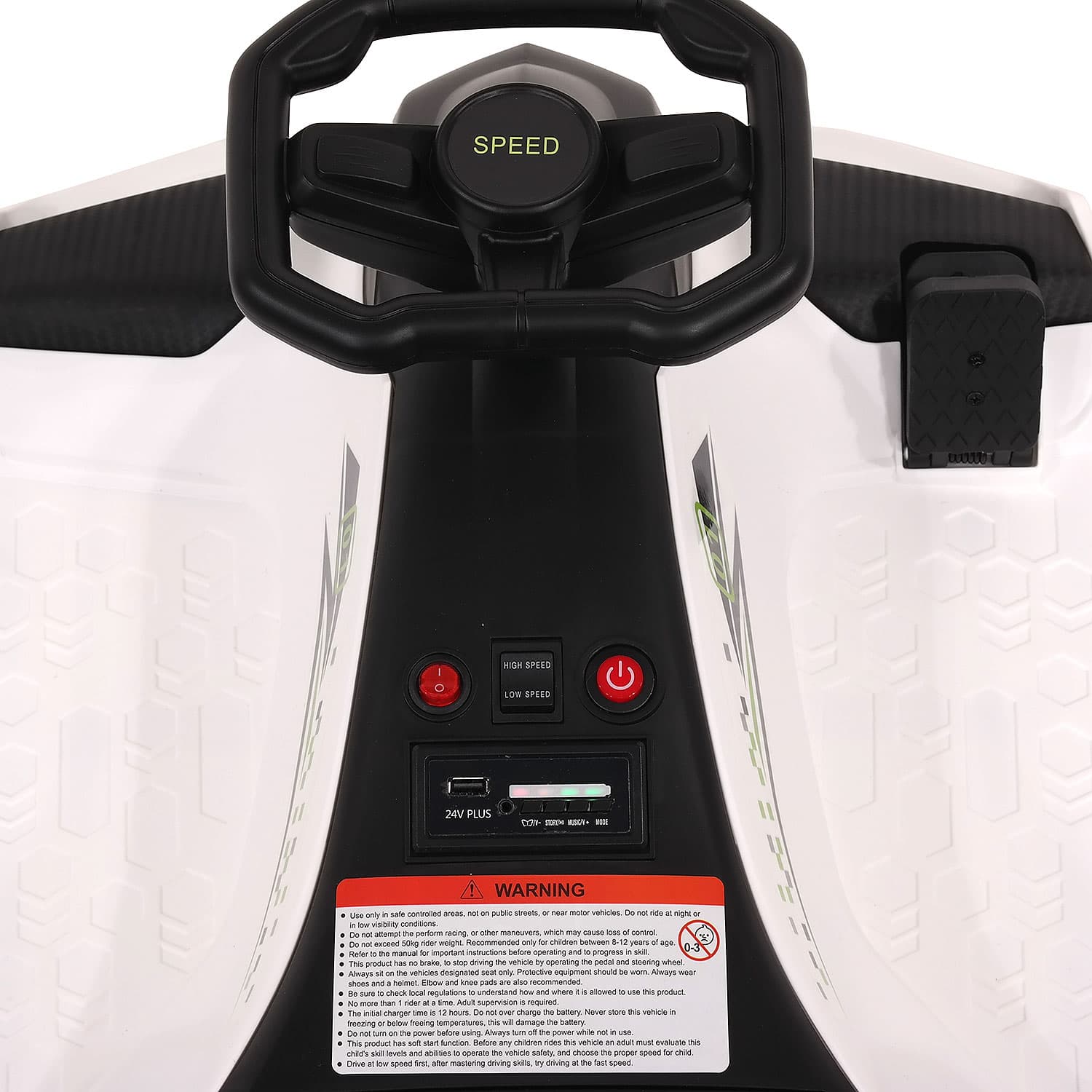 Moderno Kids 360° Drift Glider 24V Kids Ride-On Go-Kart | White