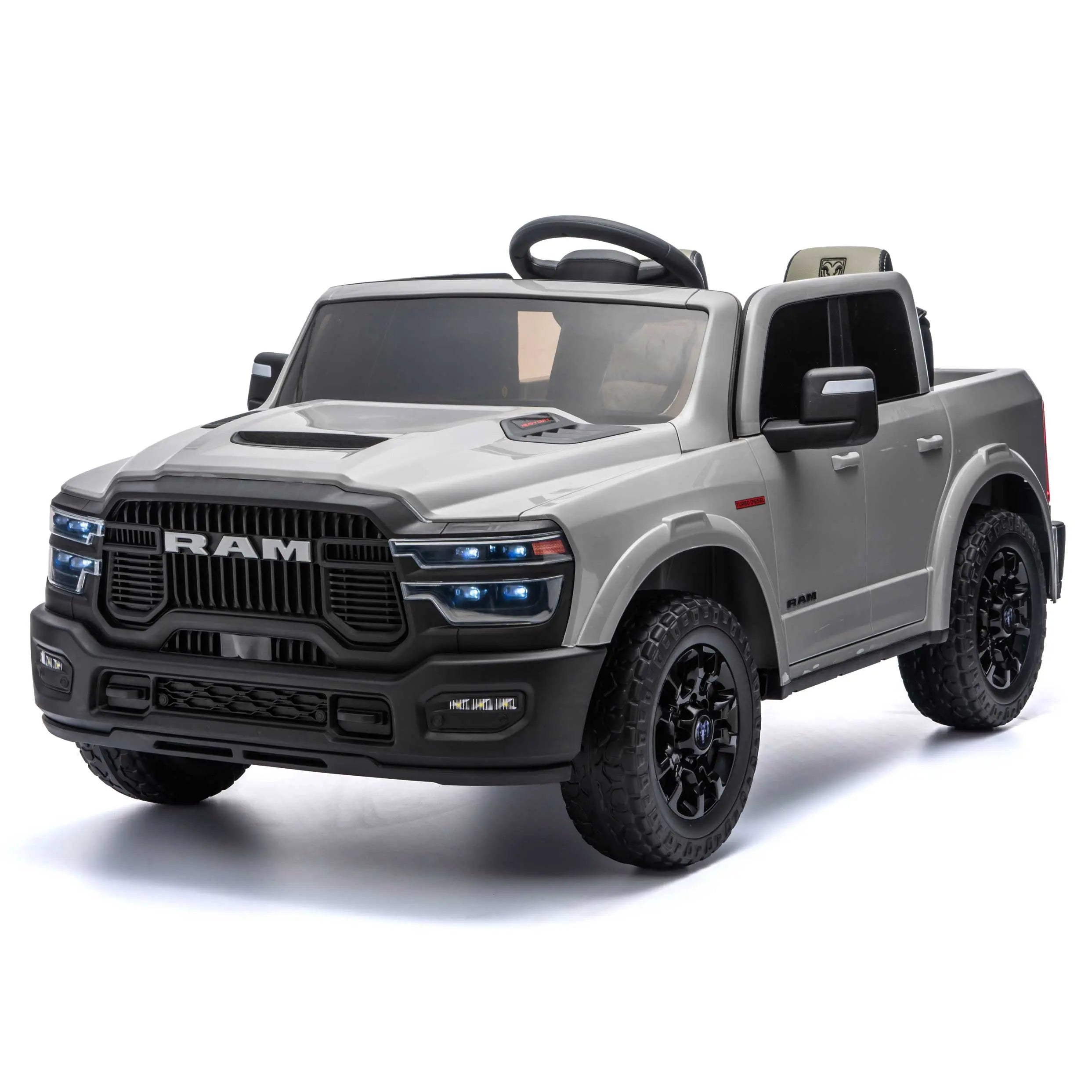 Moderno Kids Dodge Ram 2500 Rebel 24V Kids Ride-On Car Truck with R/C Parental Remote | Gray