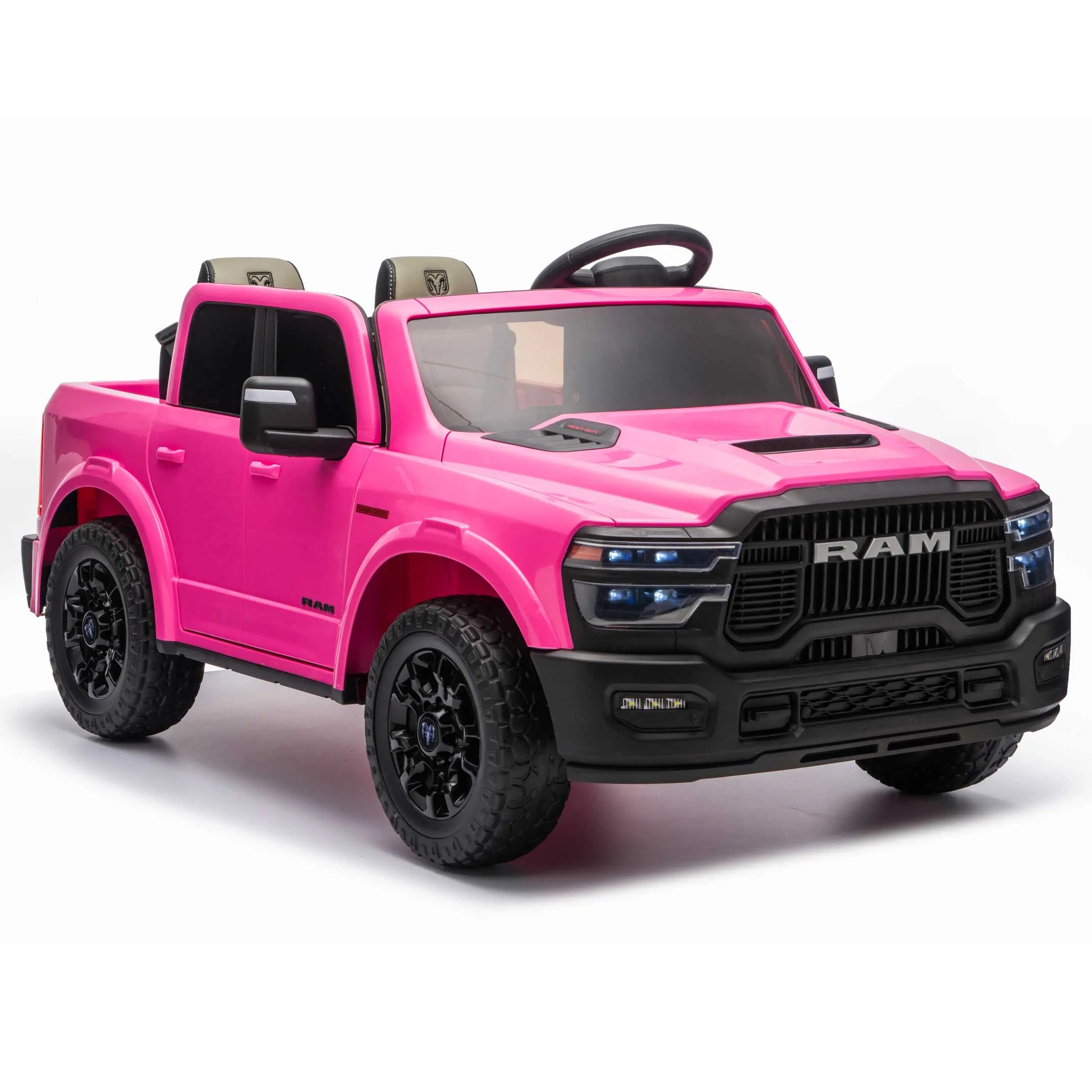 Moderno Kids Dodge Ram 2500 Rebel 24V Kids Ride-On Car Truck with R/C Parental Remote | Pink