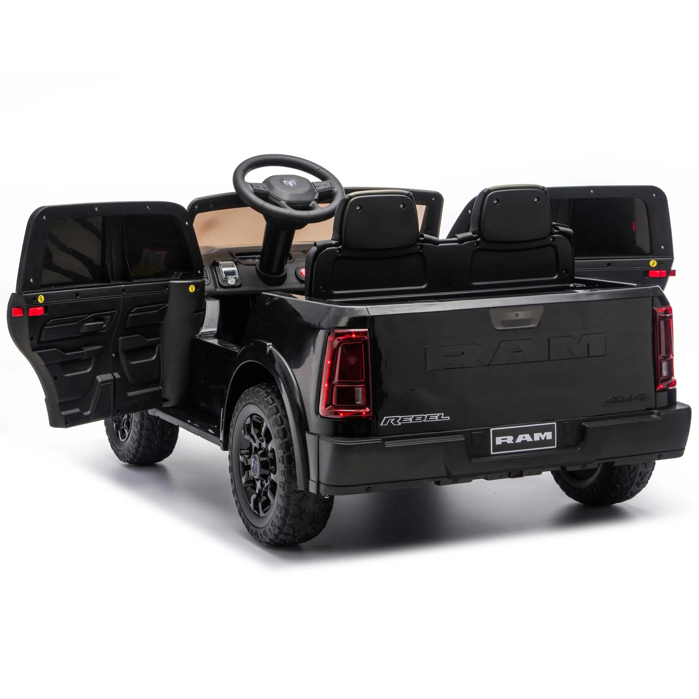 Moderno Kids Dodge Ram 2500 Rebel 24V Kids Ride-On Car Truck with R/C Parental Remote | Black
