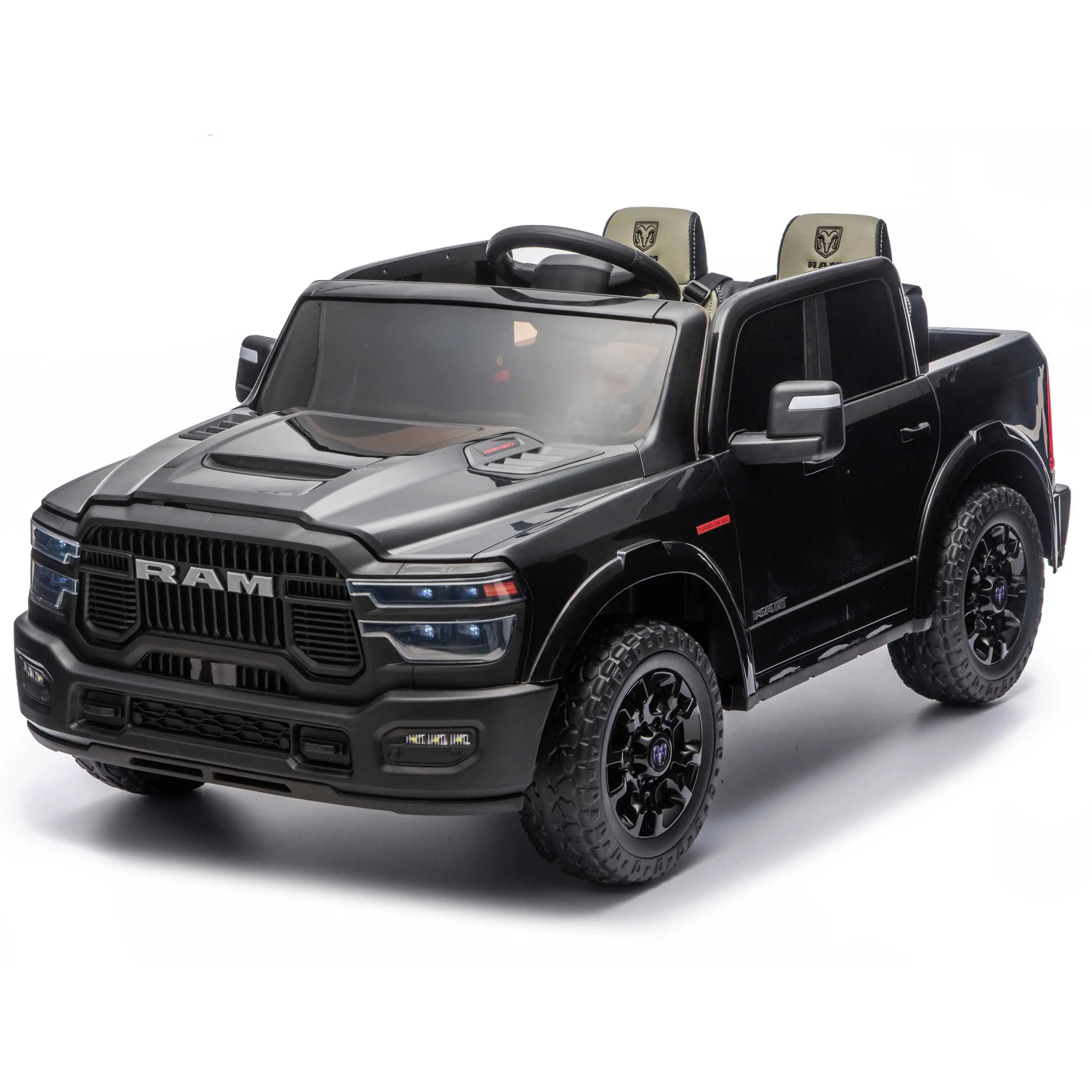 Moderno Kids Dodge Ram 2500 Rebel 24V Kids Ride-On Car Truck with R/C Parental Remote | Black