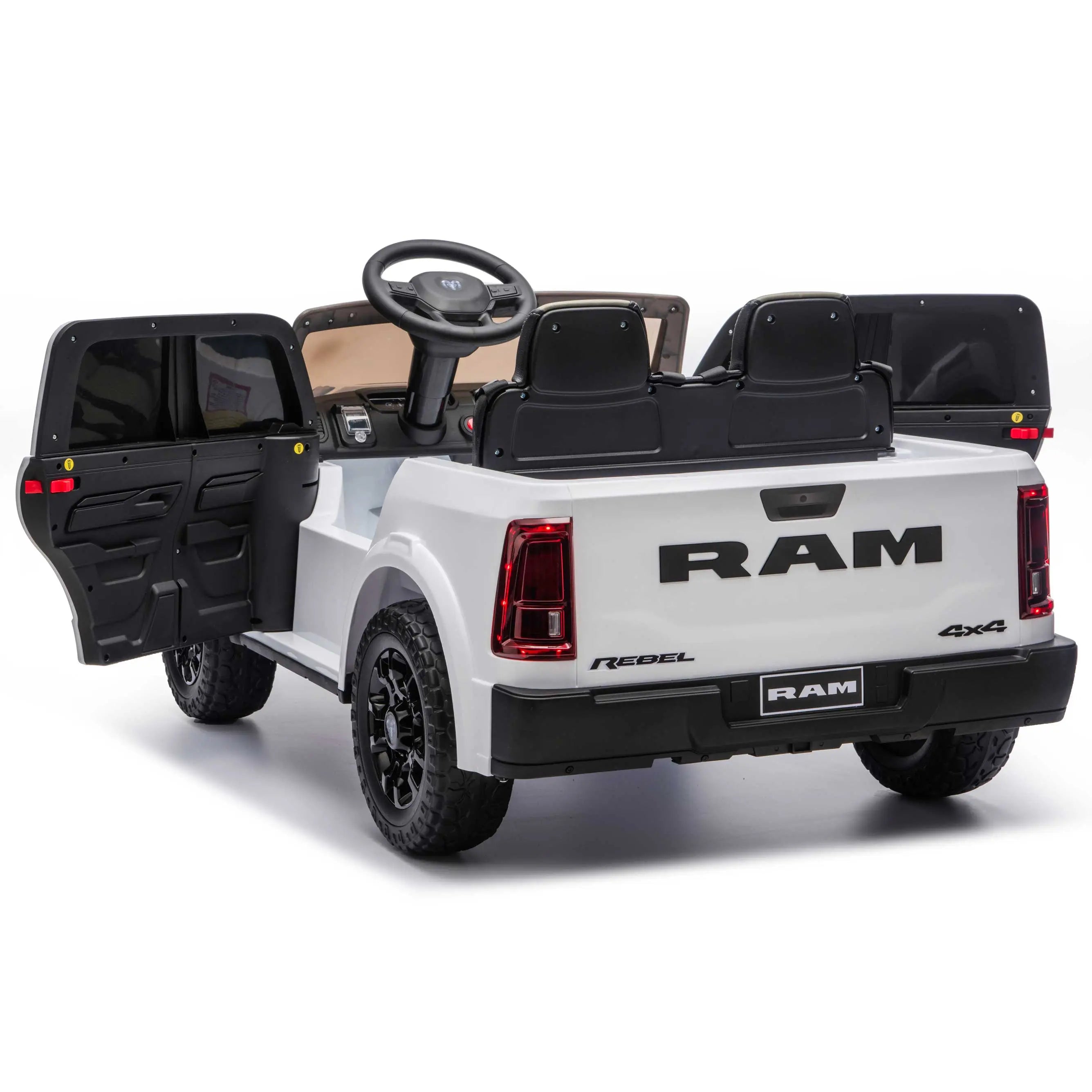 Moderno Kids Dodge Ram 2500 Rebel 24V Kids Ride-On Car Truck with R/C Parental Remote | White