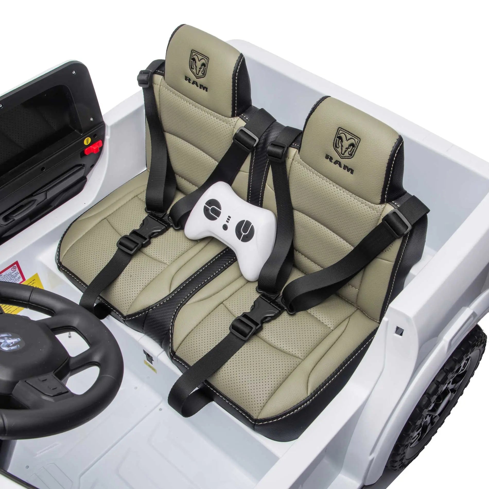 Moderno Kids Dodge Ram 2500 Rebel 24V Kids Ride-On Car Truck with R/C Parental Remote | White