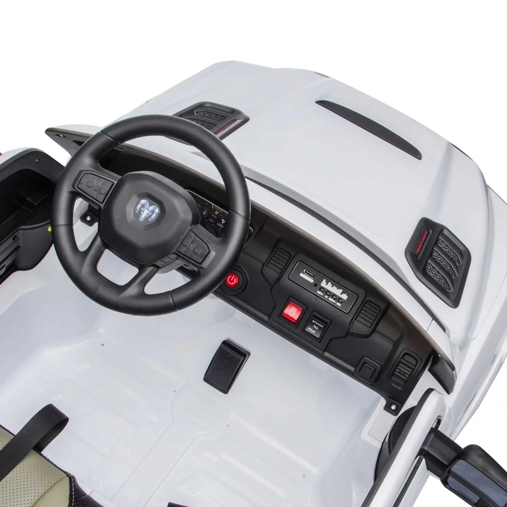 Moderno Kids Dodge Ram 2500 Rebel 24V Kids Ride-On Car Truck with R/C Parental Remote | White
