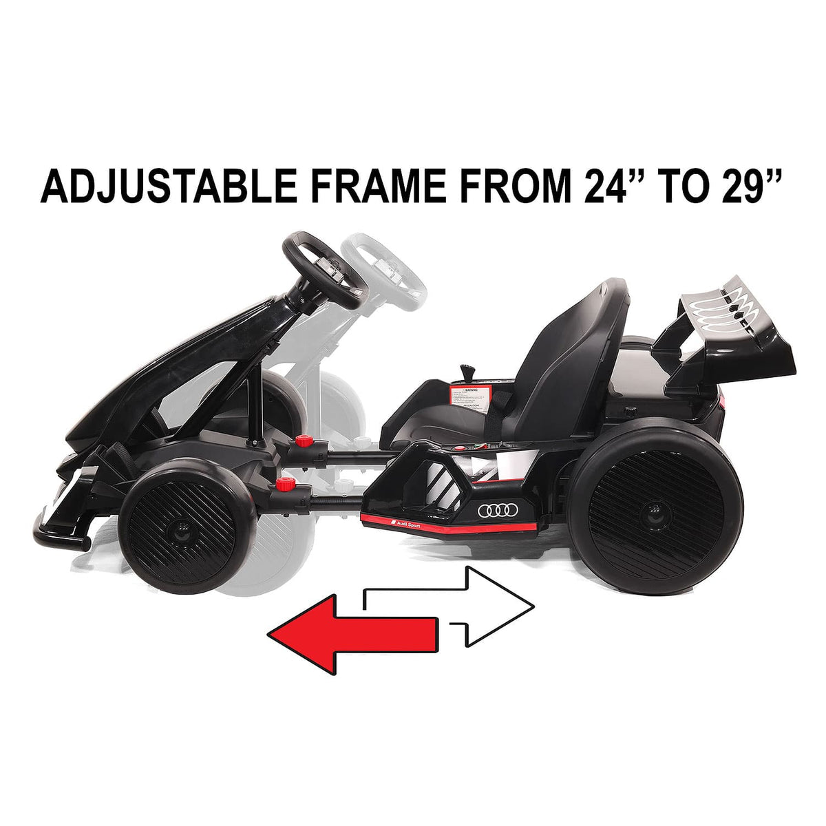 Adjustable Frame Feature Graphic for the Audi Sport 24V Drifting Go Kart