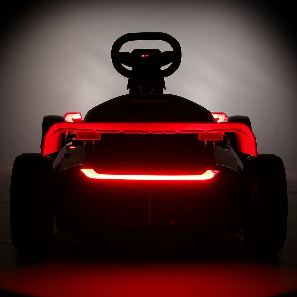 Glowing LED Tail Light Bar on the Audi Sport 24V Big Kids Go Kart, Rear View