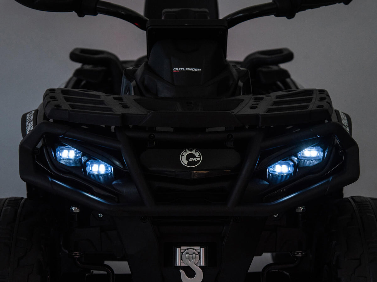 Can-Am Outlander 24V 4WD Kids Quad in the Dark with Front LED Lights On