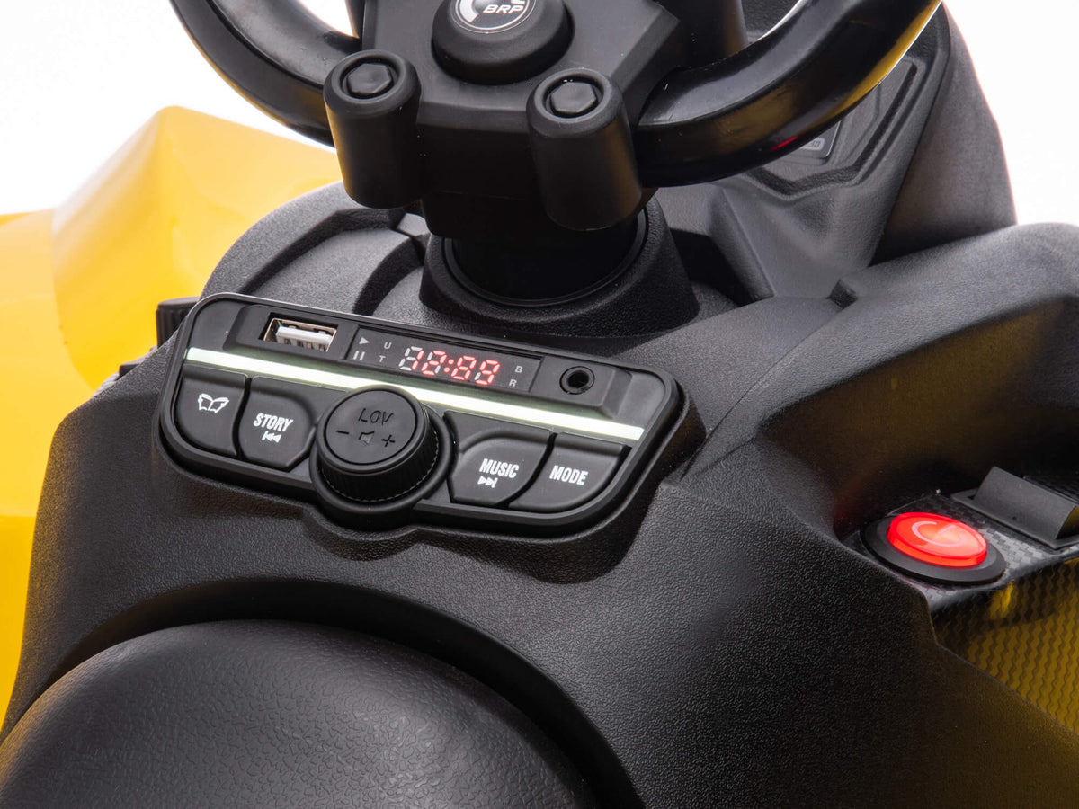 Media Player with USB Port and Wireless Music Streaming on the Can-Am Renegade 24V Kids ATV