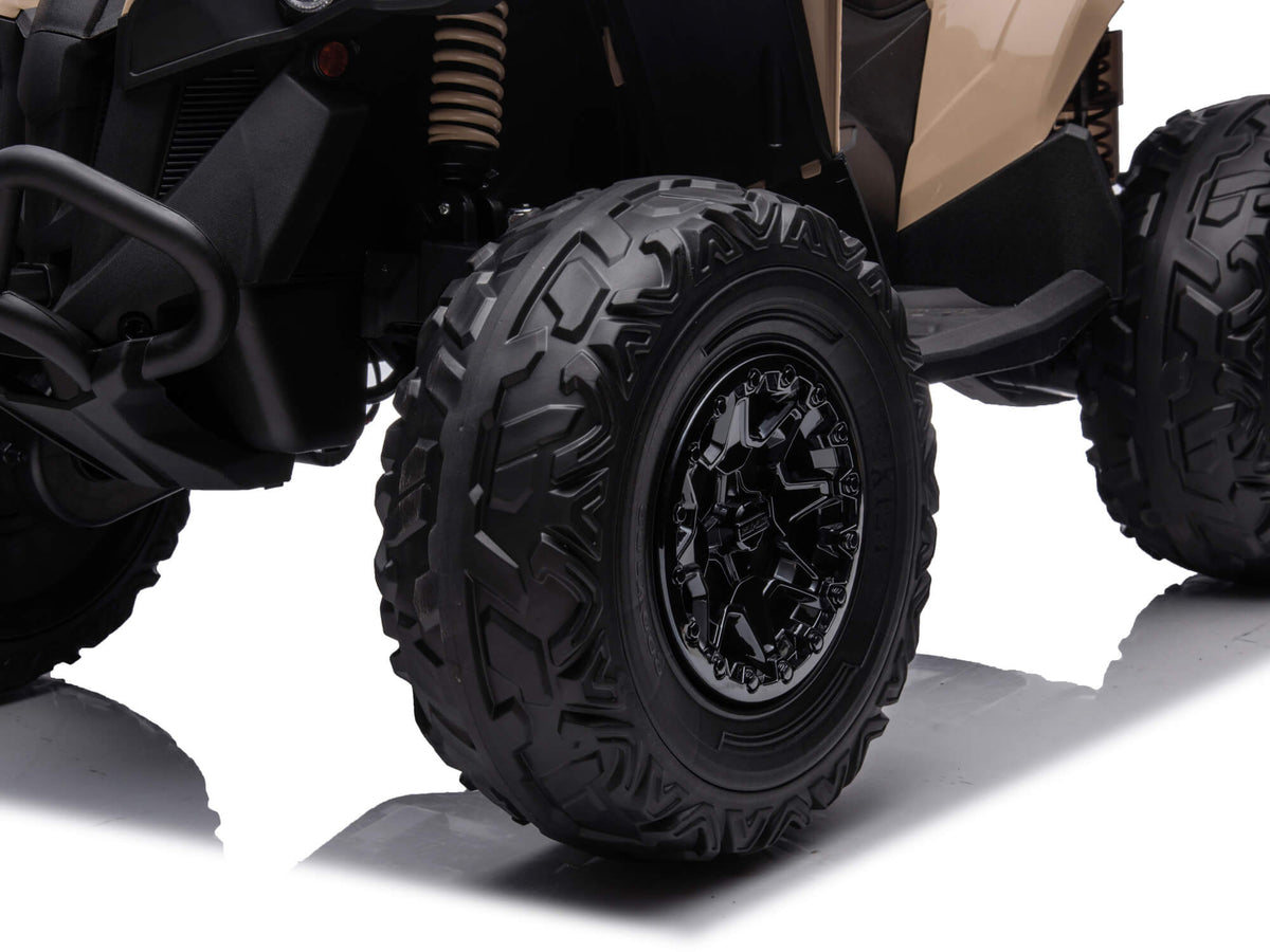 Close-Up of the EVA Foam Rubber Tire on the Can-Am Renegade 24V Kids Quad