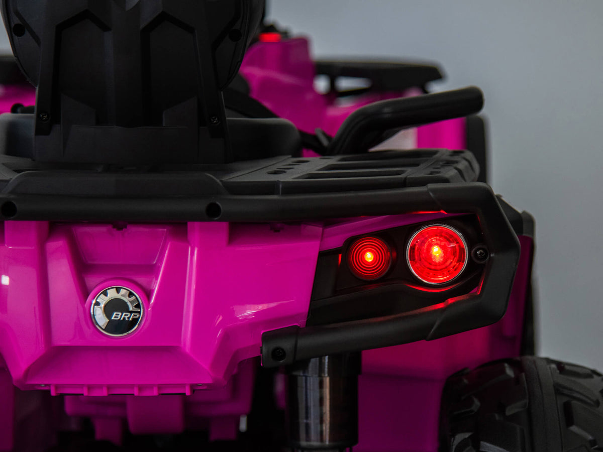 Deep Pink Can-Am Outlander Kids Ride-On Quad with Rear LED Light On