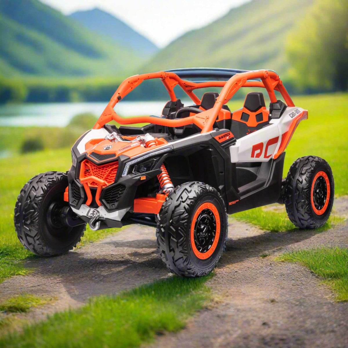 Moderno Kids Can-Am Maverick XL Custom Edition 24V Kids Ride-On UTV Buggy Car | Orange