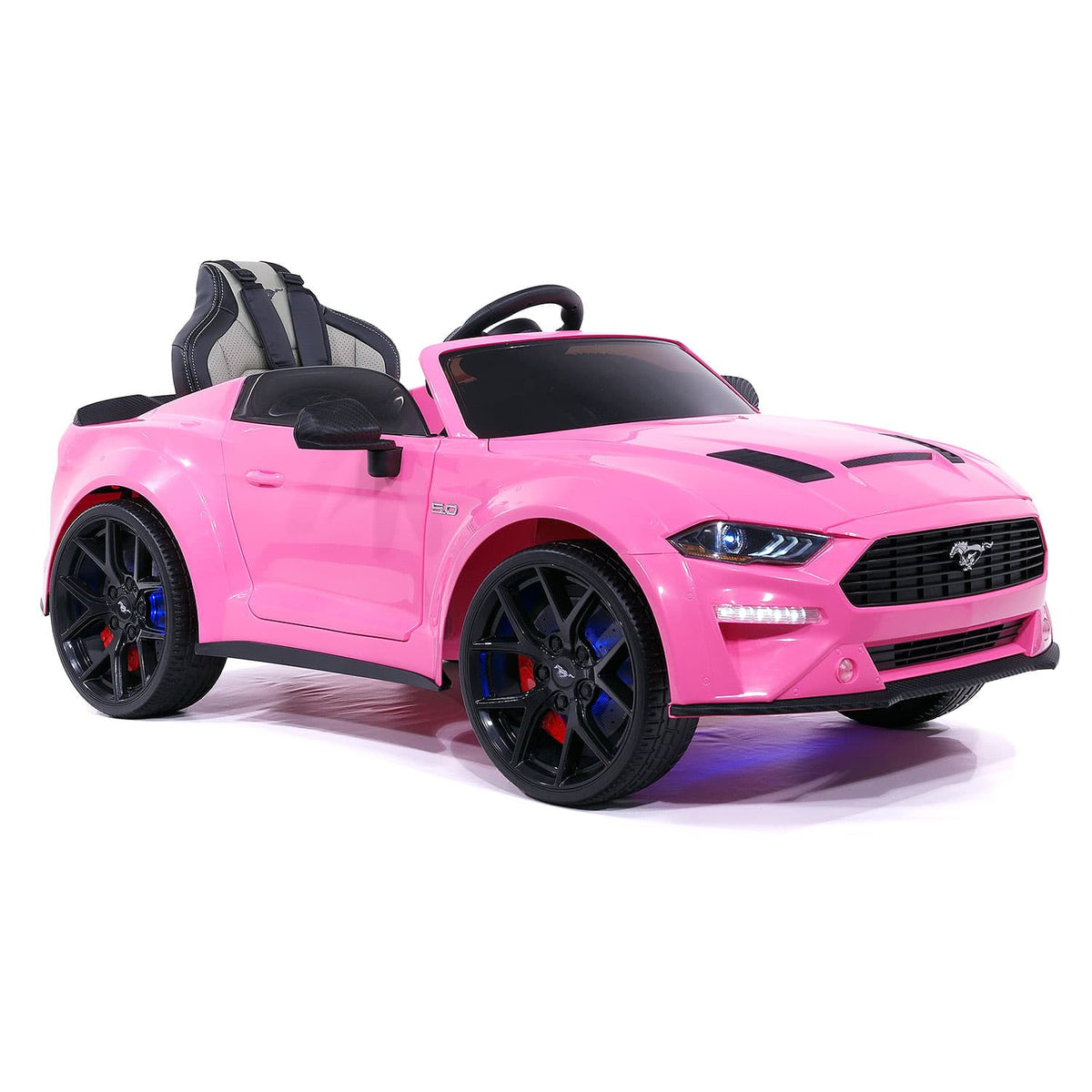 Pink Ford Mustang GT Ride-On Car for Kids, Front Right View