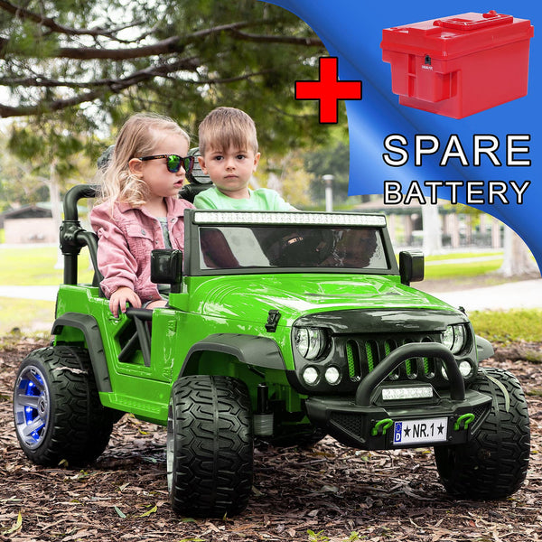 Moderno Kids Trail Explorer 12V Kids Ride-On Car Truck with R/C Parental Remote + Spare Battery | Green