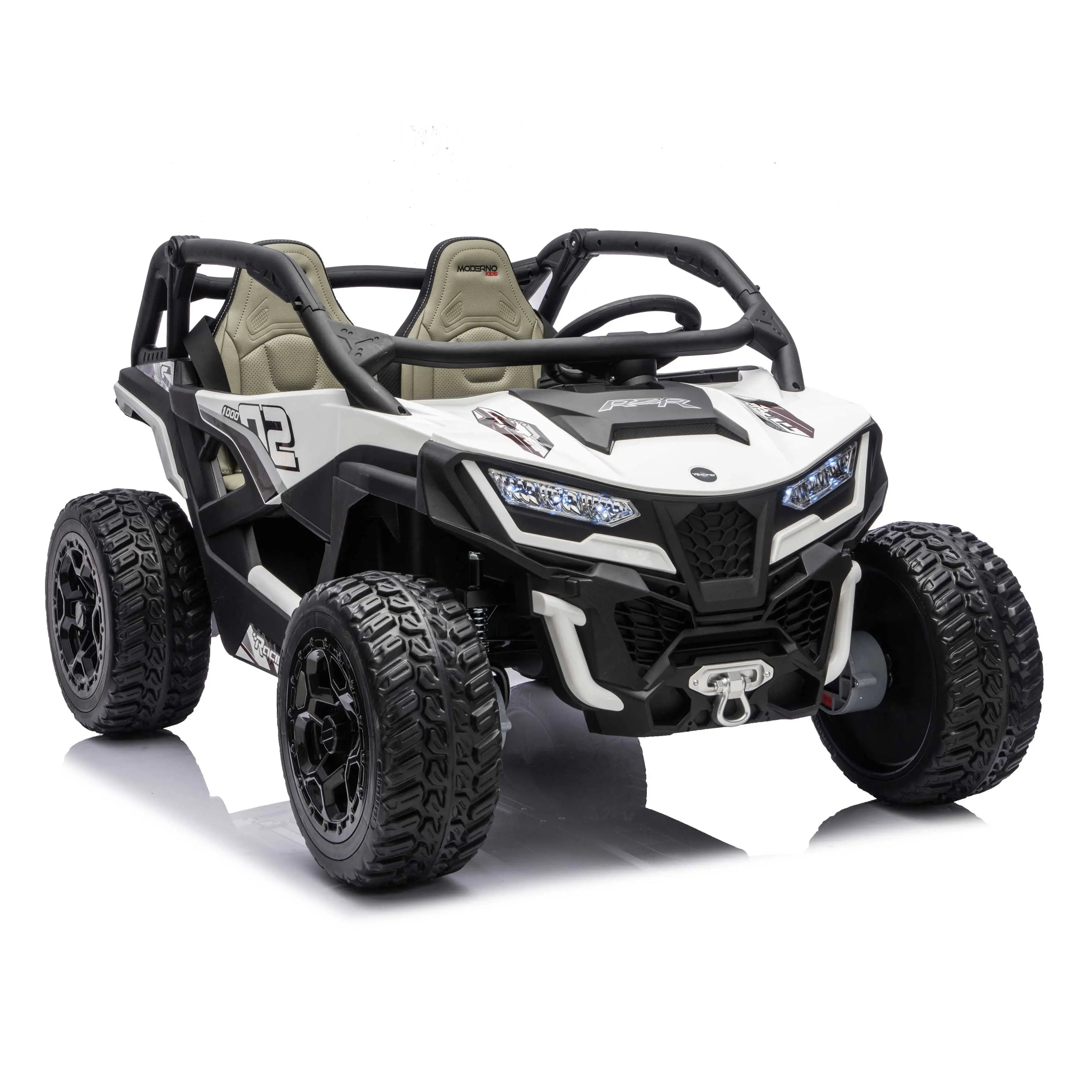 Moderno Kids Trail Runner 24V 4WD Kids Ride-On UTV with R/C Parental Remote | White