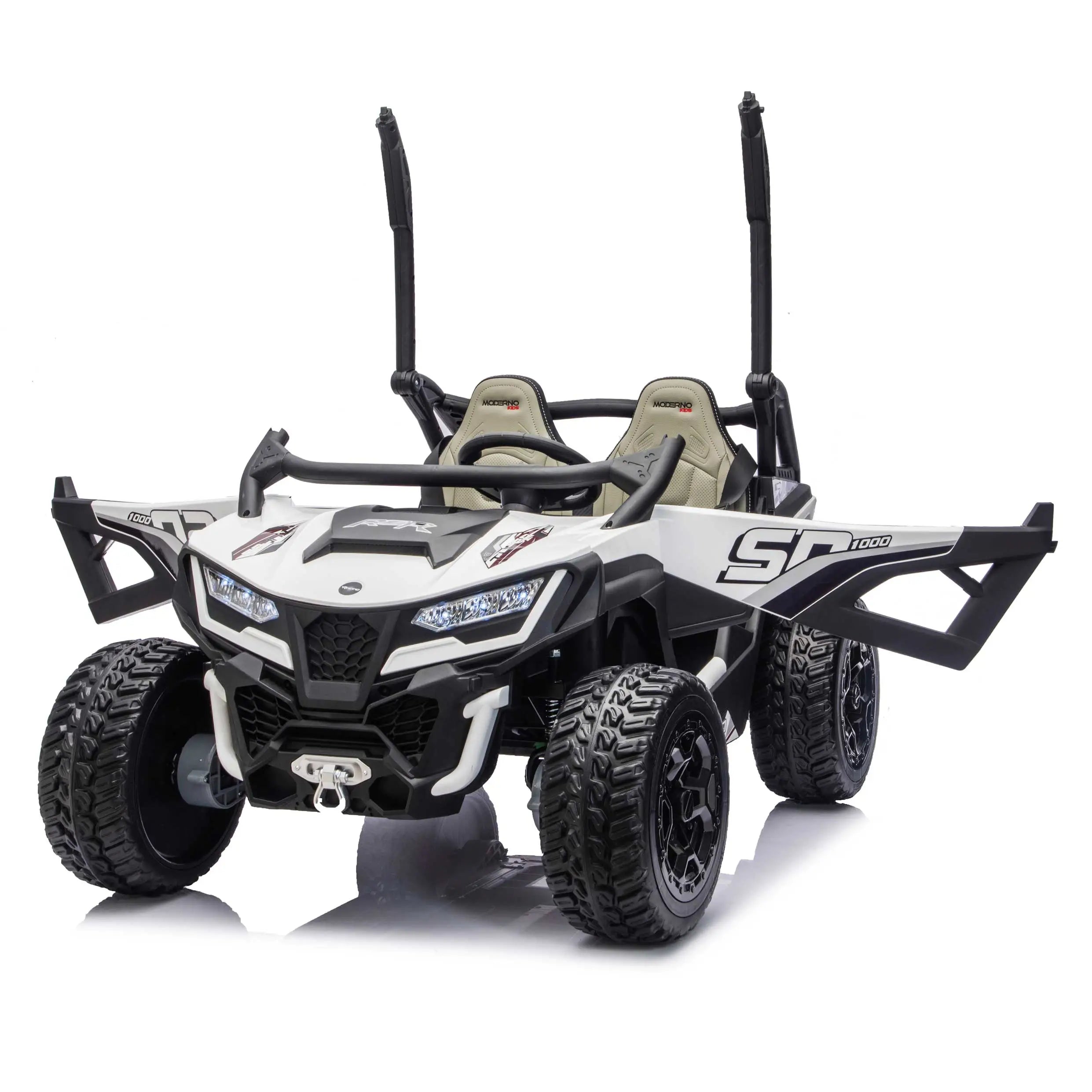Moderno Kids Trail Runner 24V 4WD Kids Ride-On UTV with R/C Parental Remote | White