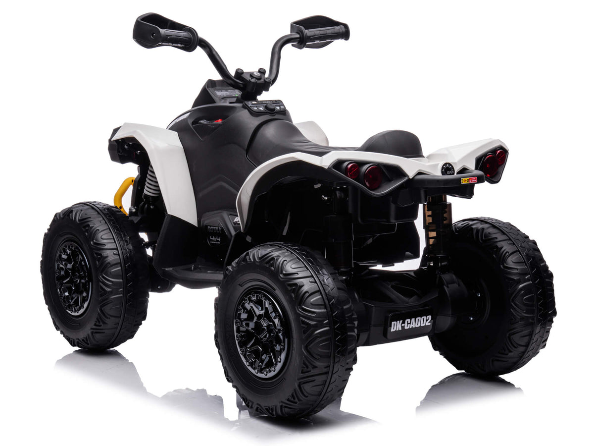 White Can-Am Renegade 24V Kids Ride-On ATV Seen from the Rear Left