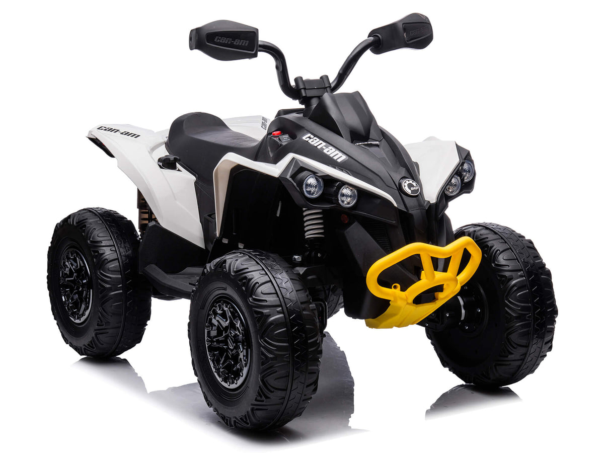 Officially Licensed White Can-Am Renegade 24V Kids ATV, Front Right Angle