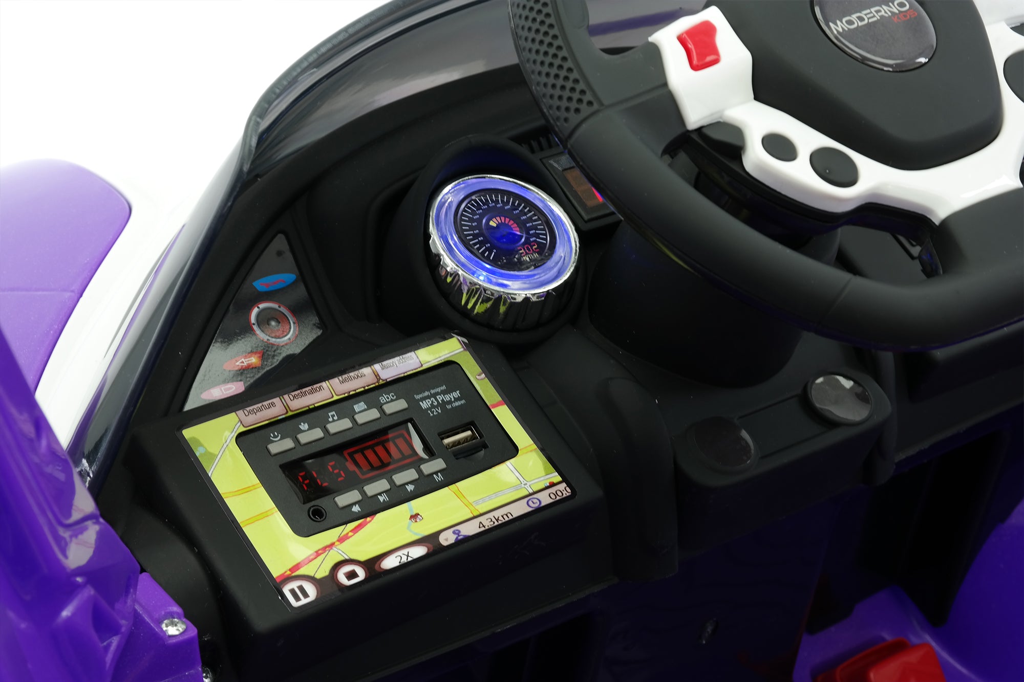 Moderno Kids Spider GT Kids 12V Ride-On Car with R/C Parental Remote | Purple