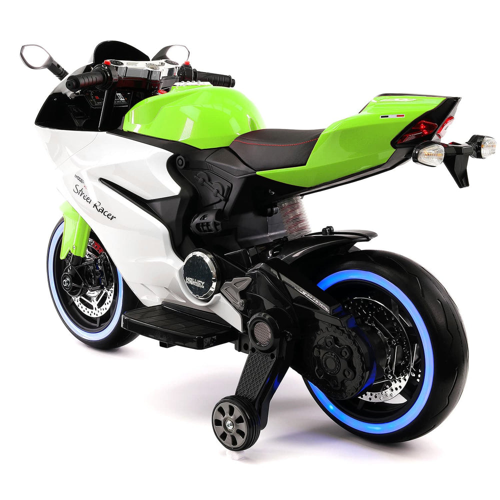 Moderno Kids Street Racer 12V Electric Kids Ride-On Motorcycle | Green