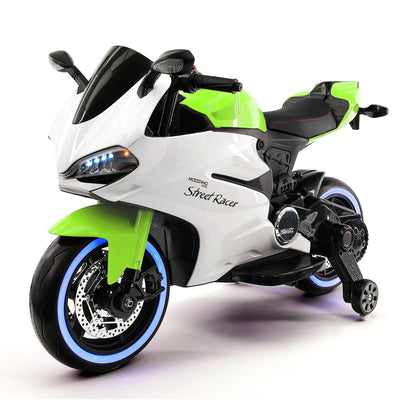 Street Racer 12V Electric Kids Ride-On Motorcycle | Green