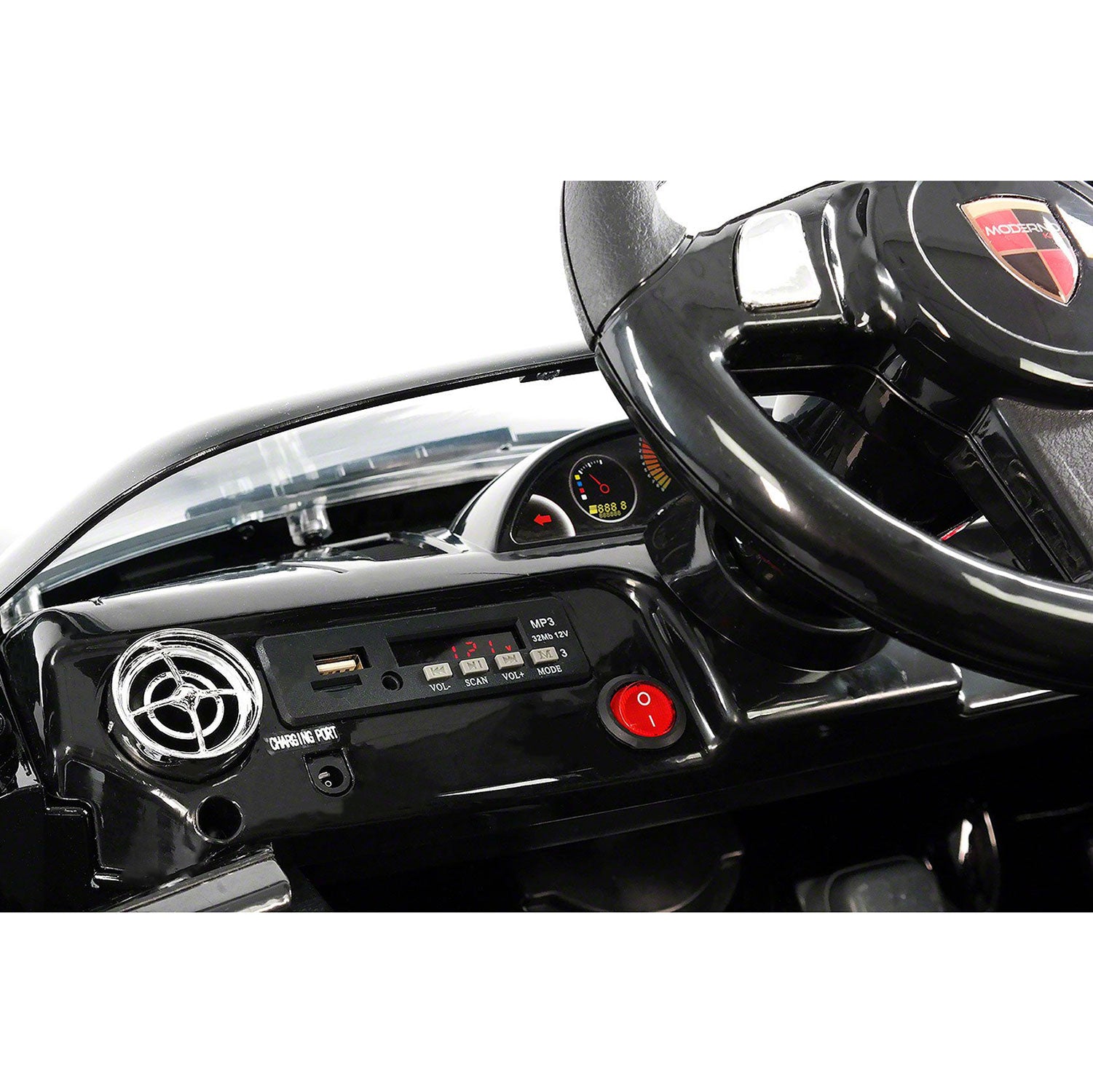 Moderno Kids Kiddie Roadster 12V Kids Electric Ride-On Car with R/C Parental Remote | Black Metallic