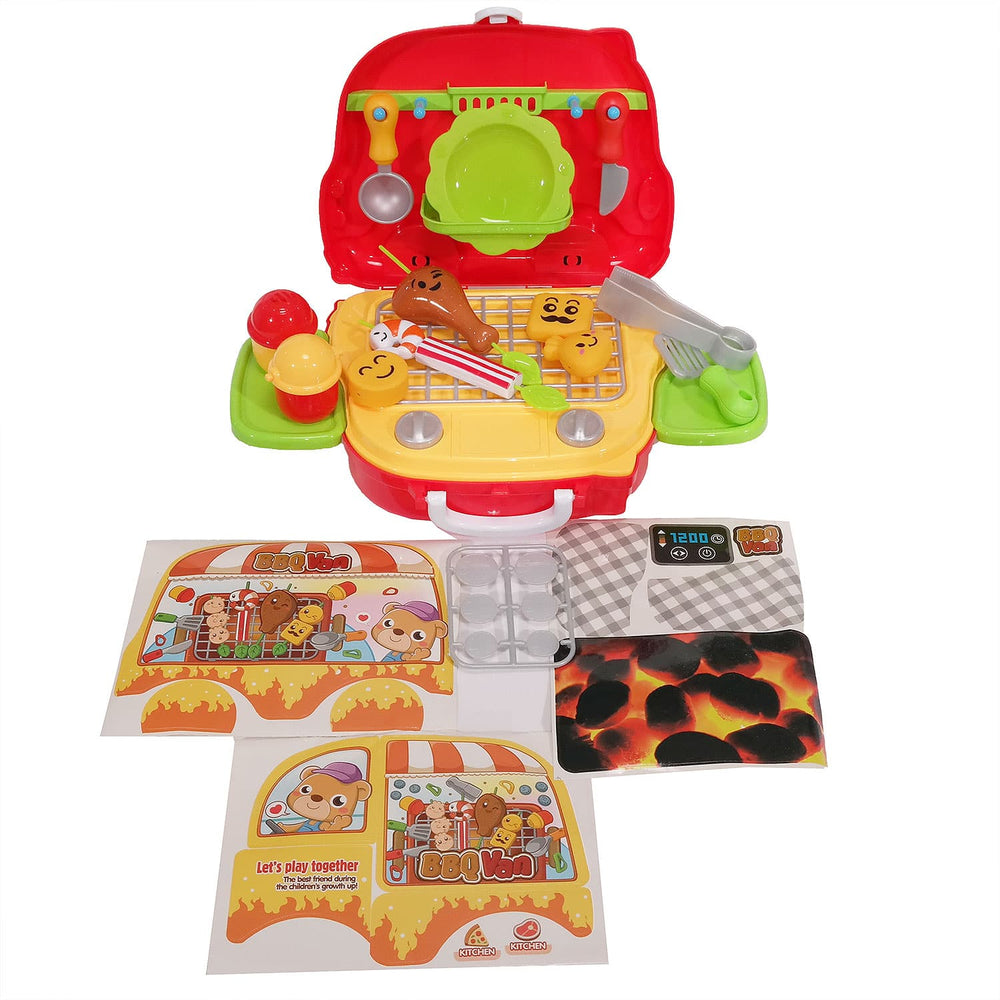 Moderno Kids 31PCS. Kids Pretend BBQ Playset with Stickers and Storage Van Case