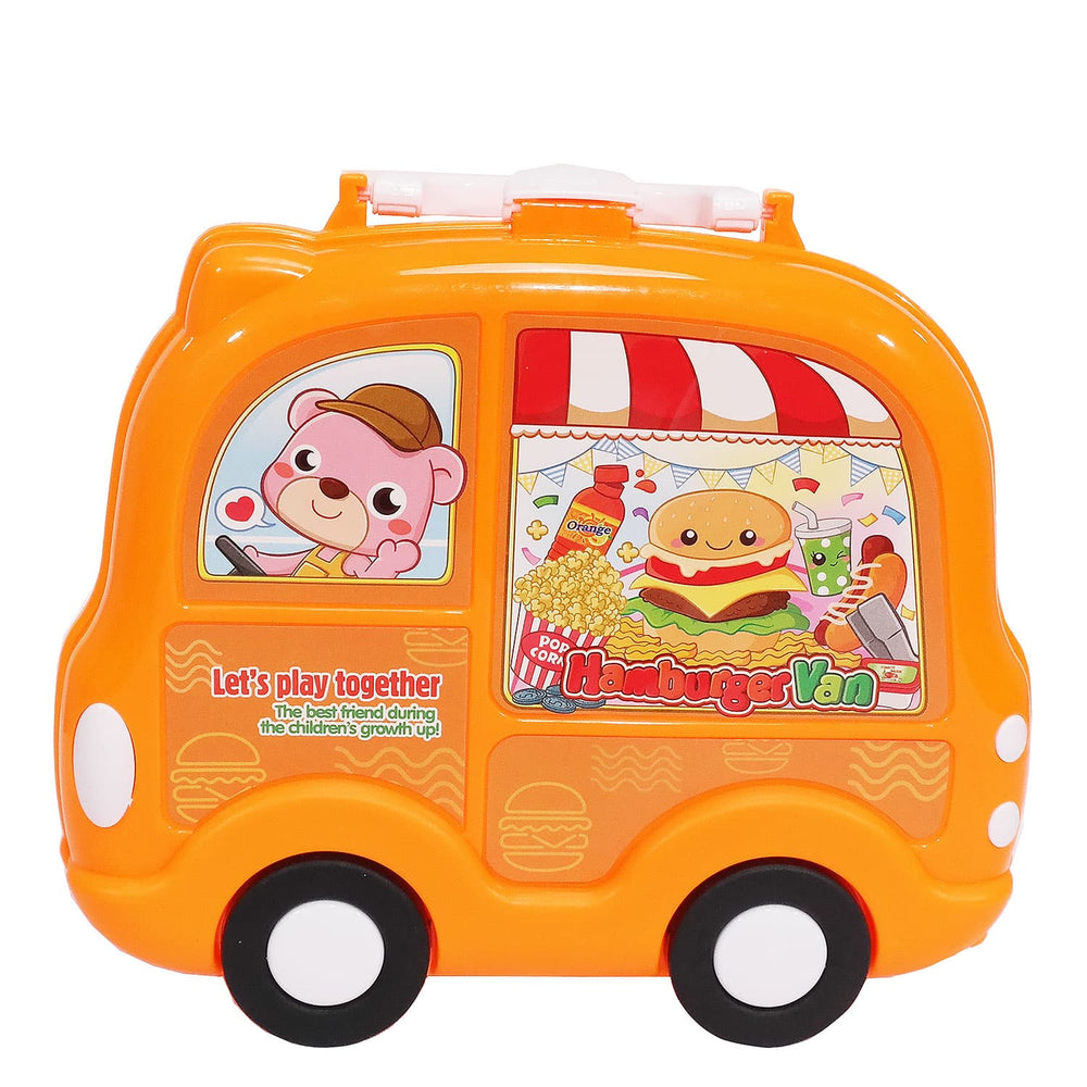 Moderno Kids 30PCS. Kids Pretend Fast Food Playset with Stickers and Storage Van Case