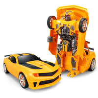 Moderno Kids Battery Operated Transforming Robot-Car with RC Remote Control | Yellow Sports Car