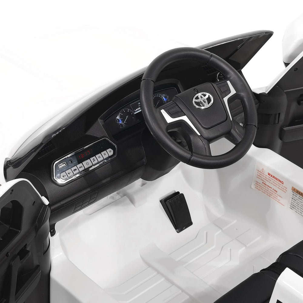 Moderno Kids Toyota Land Cruiser 12V Kids Ride-On Car with R/C Parental Remote | White