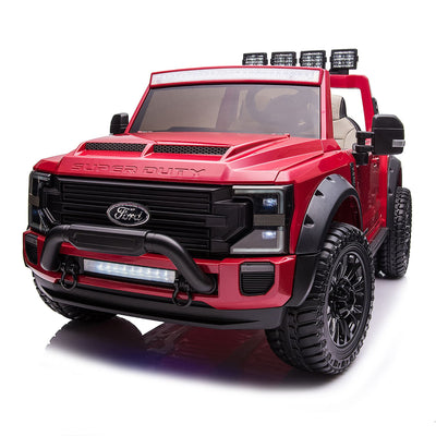 Ford F450 Custom Edition 24V Kids Ride-On Car Truck with R/C Parental Remote | Cherry Red