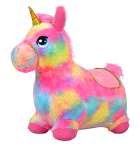 Moderno Kids Inflatable Plush Animal Bouncing / Hopping Ride On Toy | Rainbow Unicorn