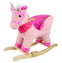Moderno Kids Plush Animal Ride On Rocking Toy | Pink Unicorn