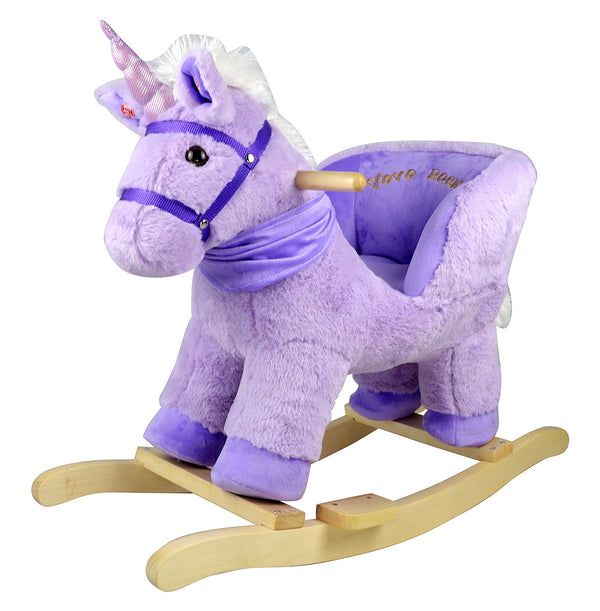 Moderno Kids Plush Animal Ride On Rocking Toy | Purple Unicorn