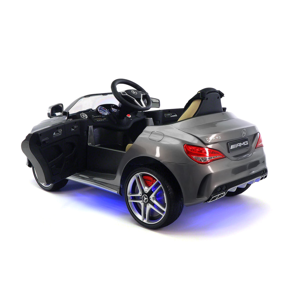 Moderno Kids Mercedes CLA45 12V Kids Ride-On Car with R/C Parental Remote | Gray Metallic